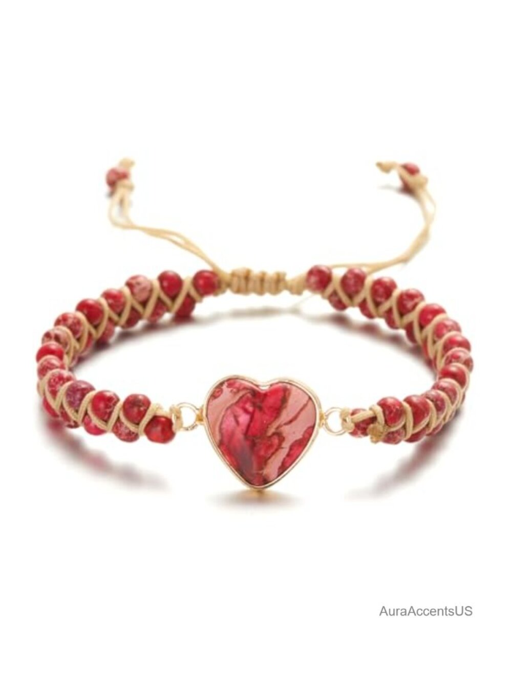 Handmade Natural Red Jasper Chakra Wrap Bracelet, Adjustable Leather,